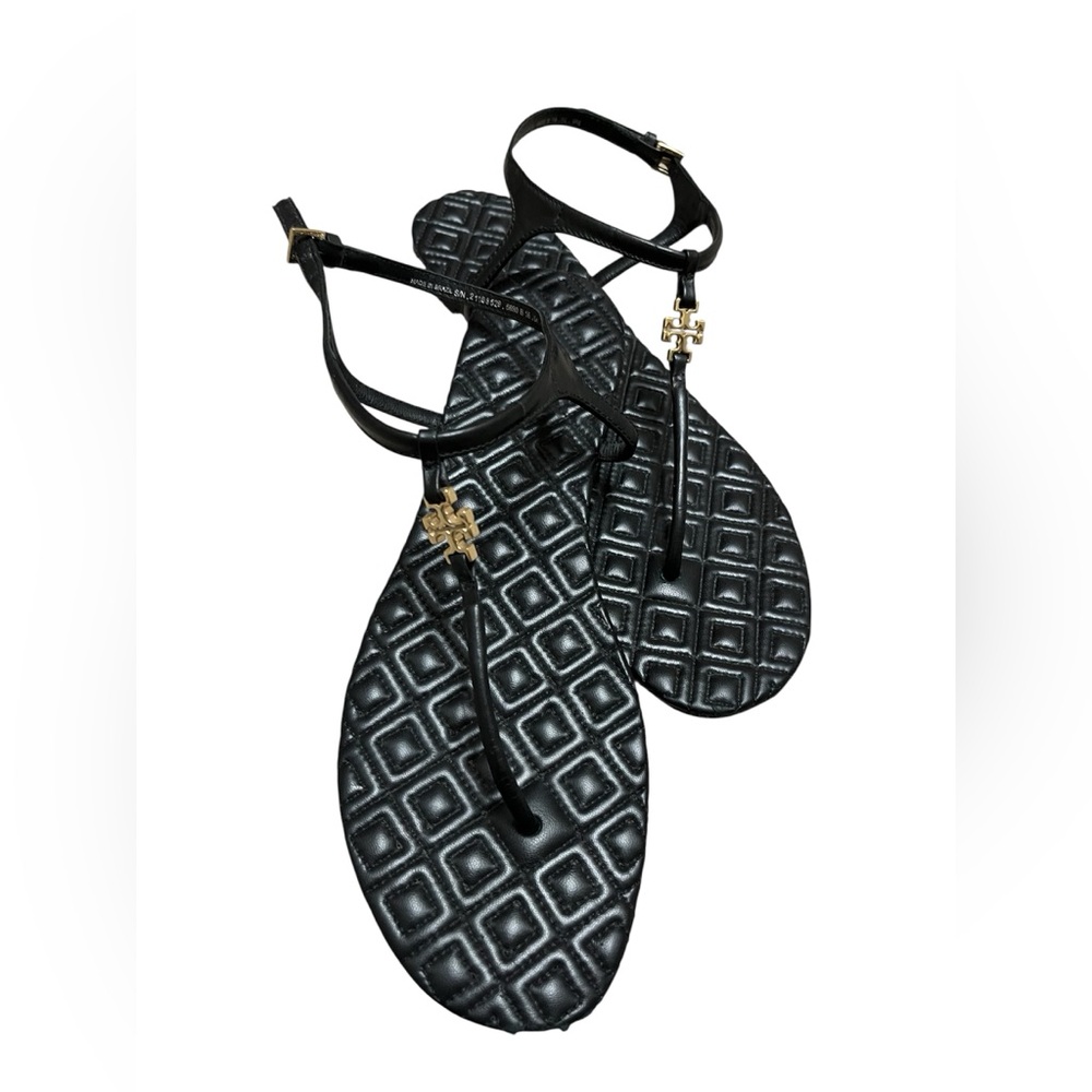 Tory Burch Women’s Marion Flat Thong Sandals In Sz 9 With Goldtone Accent